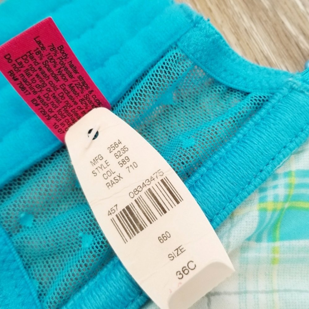 Victoria's Secret Vintage Sexy Little Things Blue Plaid Ruffle Bustier Bra NWT - Picture 12 of 16